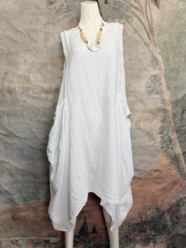 MP-HLD1066 Lagenlook Dress-White