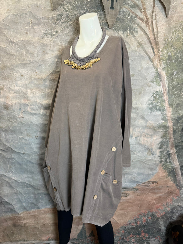 91983 Corduroy Pocket Tunic-Mocha
