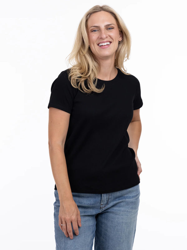5831 Camelia Cotton Rib Tee-Black