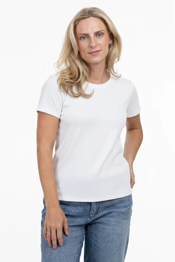 5831 Camelia Cotton Rib Tee-White
