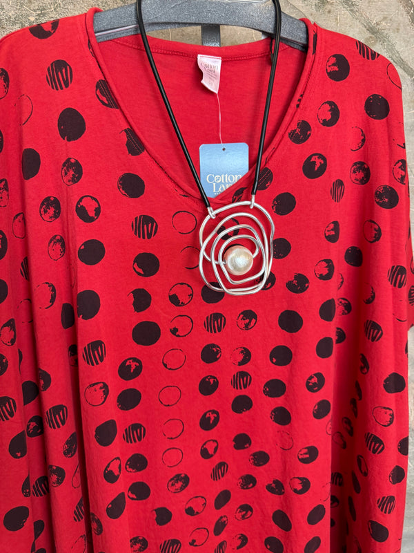 715CL-MOON Oversized Tunic Tee-Red