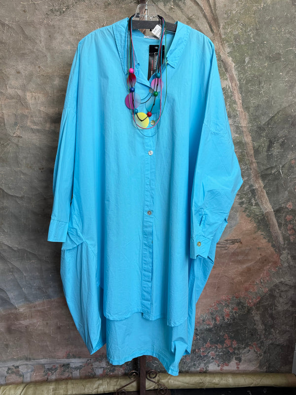 91750 Oversized Shirt Jacket-Turq Blue
