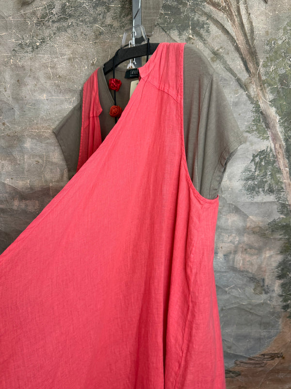 MP-HLT679 Long Open Vest-Grapefruit