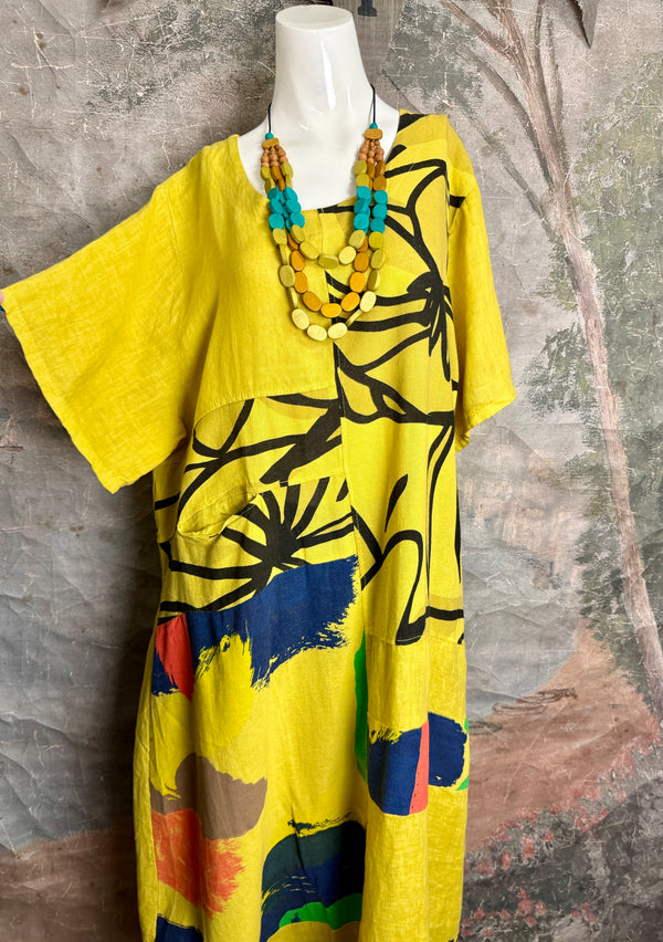 90617P-23 Linen Paint Dress-Mango