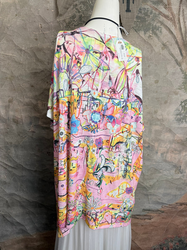 T1640K Vneck Dolman Top-May Flowers