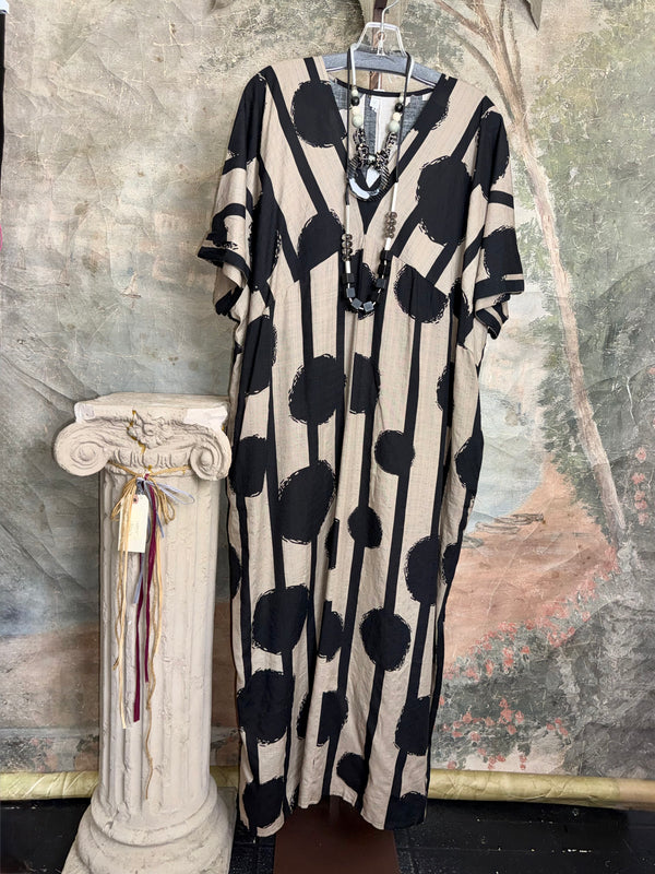 8094 Abstract Geo Linen Kaftan