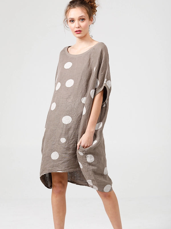 5202 Rosabella Polka Dot Top/Dress-Mocha