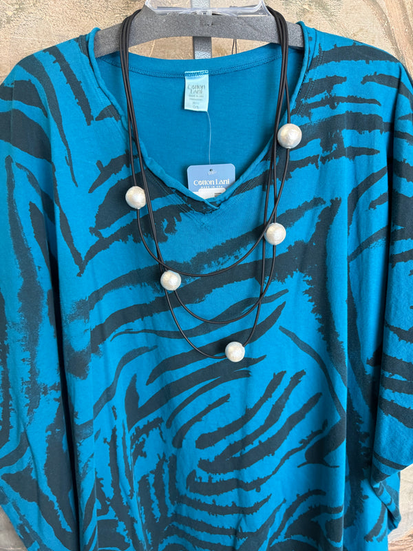 715CL-Zebra Oversized Tunic Tee-TEAL