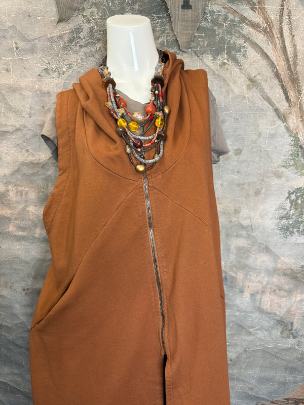 2626AU Zip Hoodie Vest-Ginger