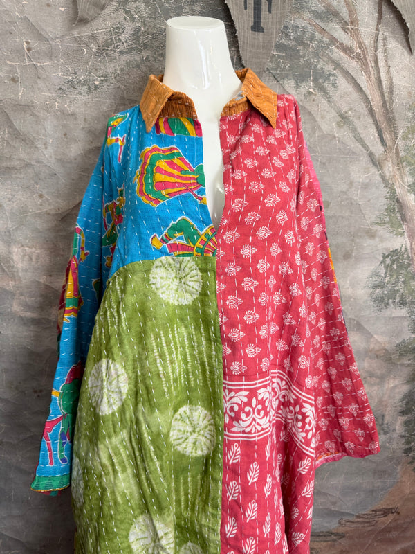 1013w Long Kurta Shirt Dress-Susan