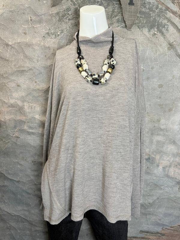 25690 Knit Mock Neck Top-Khaki