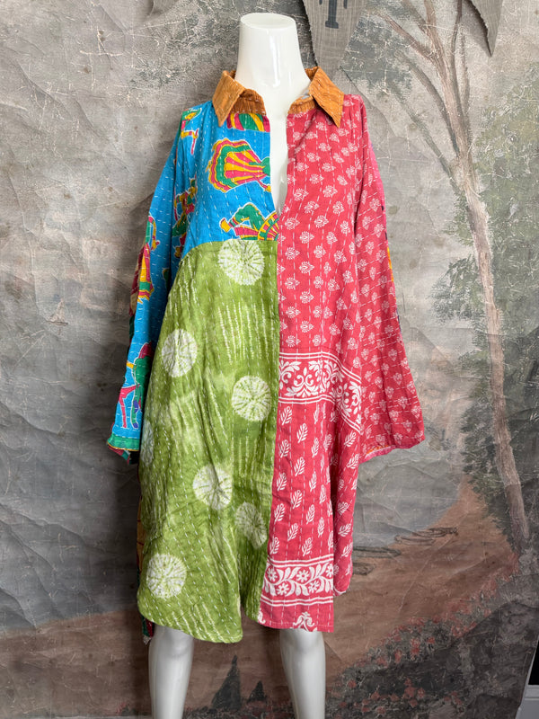 1013w Long Kurta Shirt Dress-Susan
