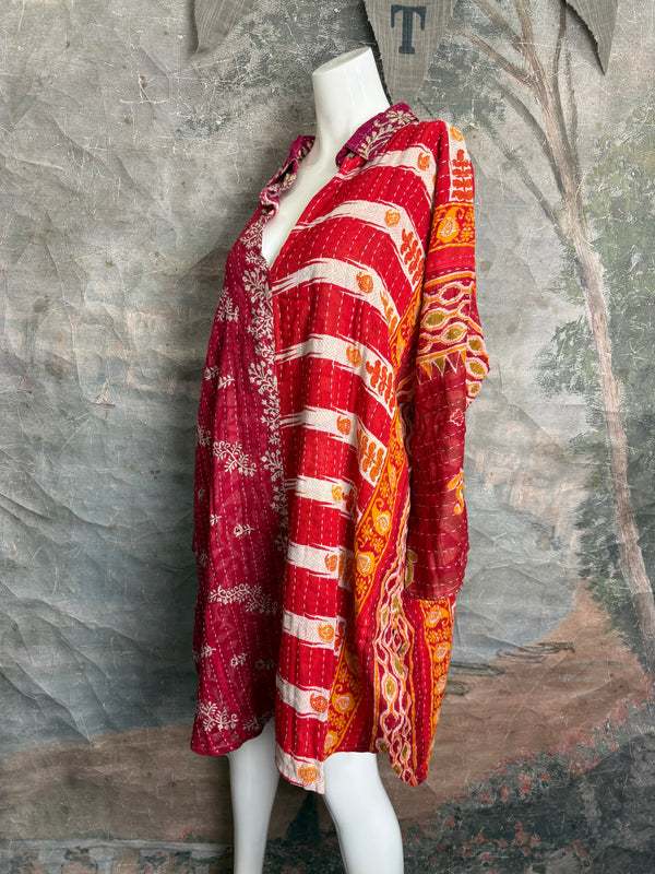 1013w Long Kurta Shirt Dress-Hazel