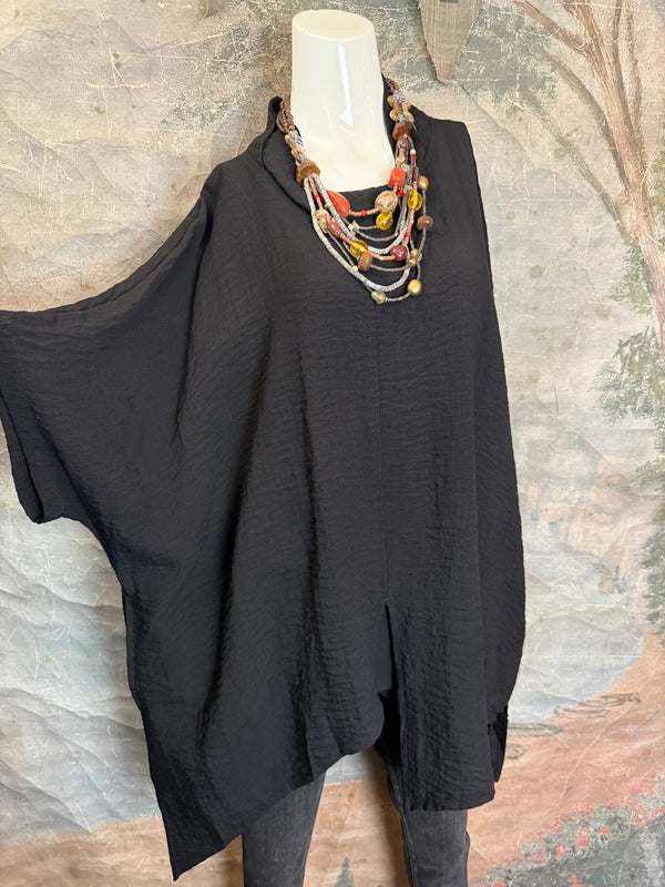 2066-11 Asymmetrical Cowlneck-Black