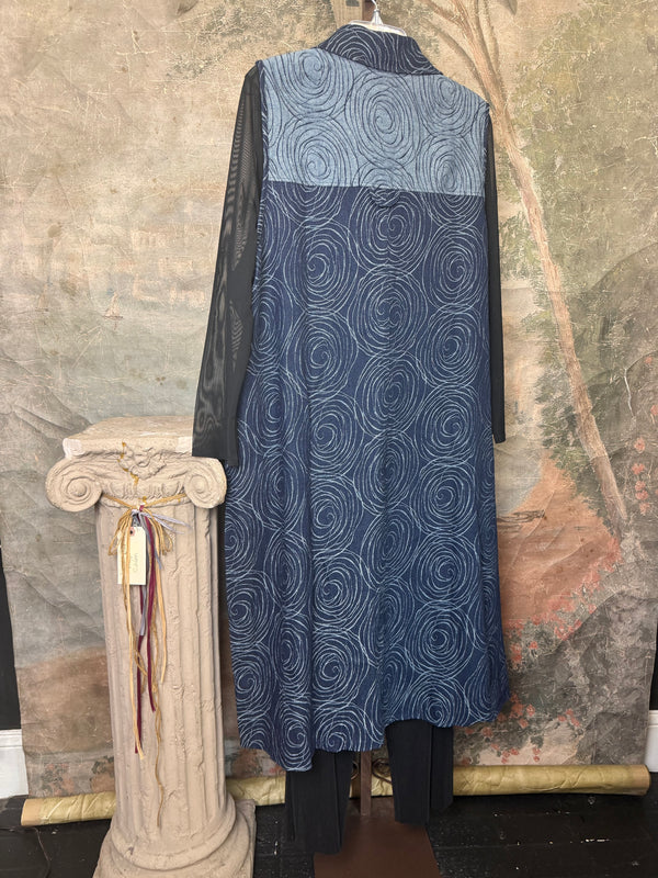 0709 Pleated Vest Denim Duster