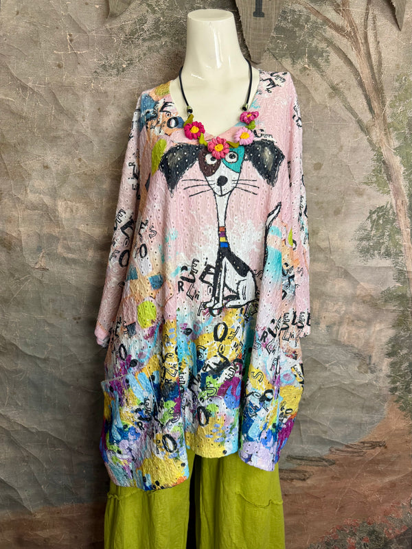 T1196 Vneck Dolman High-low Top-Piper