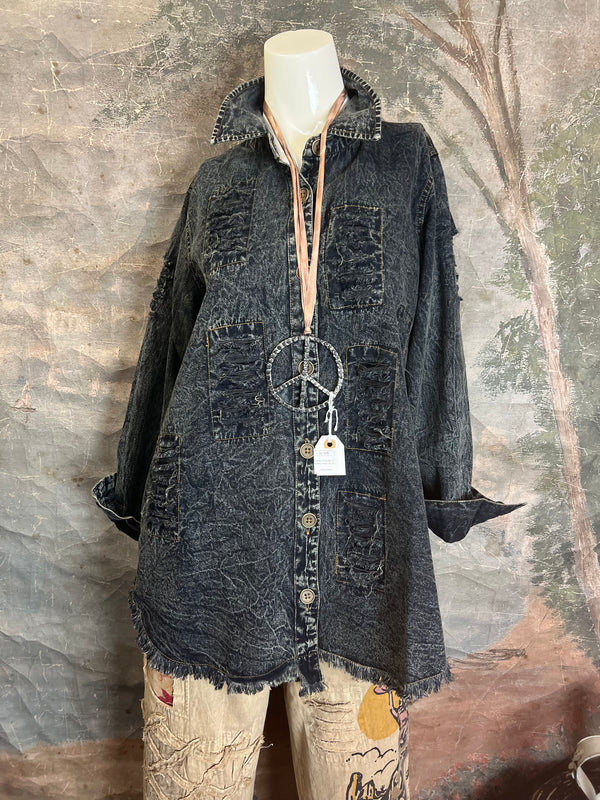 PL413 Distressed Denim Shirt