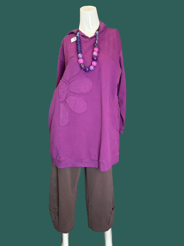 A2994202 Long/Slv Flower Tee-Plum