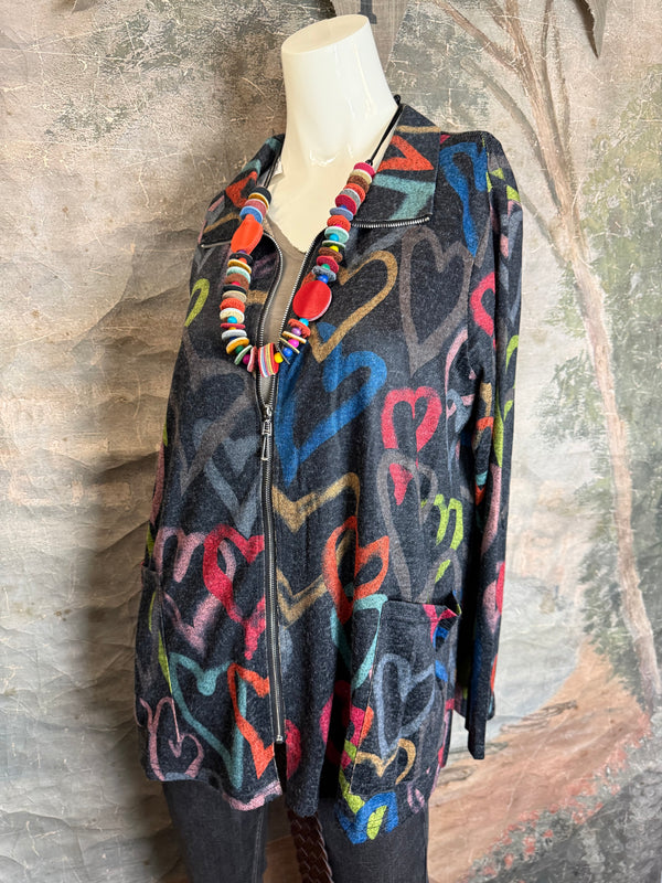 25842 Whimsy Chic Hearts Zipup Jacket