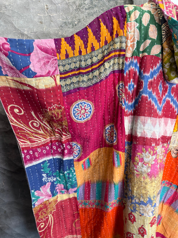 1012w Kantha Poncho Hoodie Dress-2