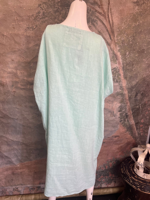 DDY670 Embroidered Boxy Dress-Jade