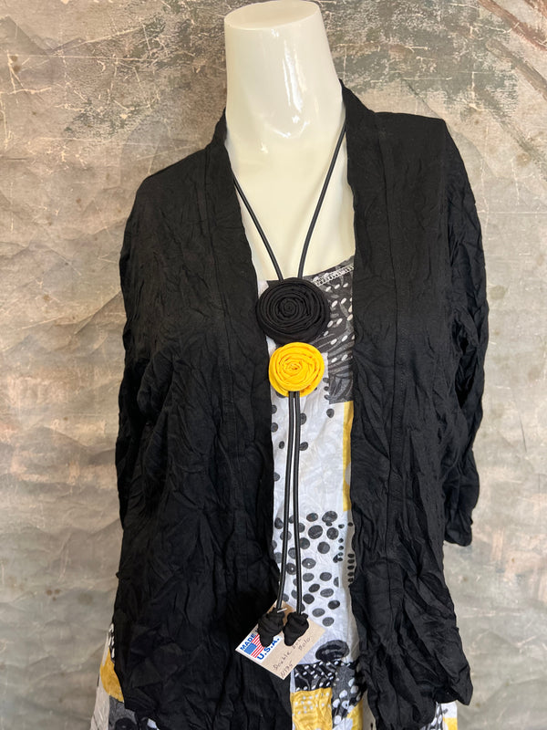 23066 Crinkle Tie Cardigan-Black