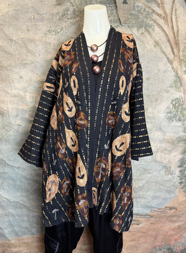 ANU 19828 Embroidered Duster JKT-Fudge