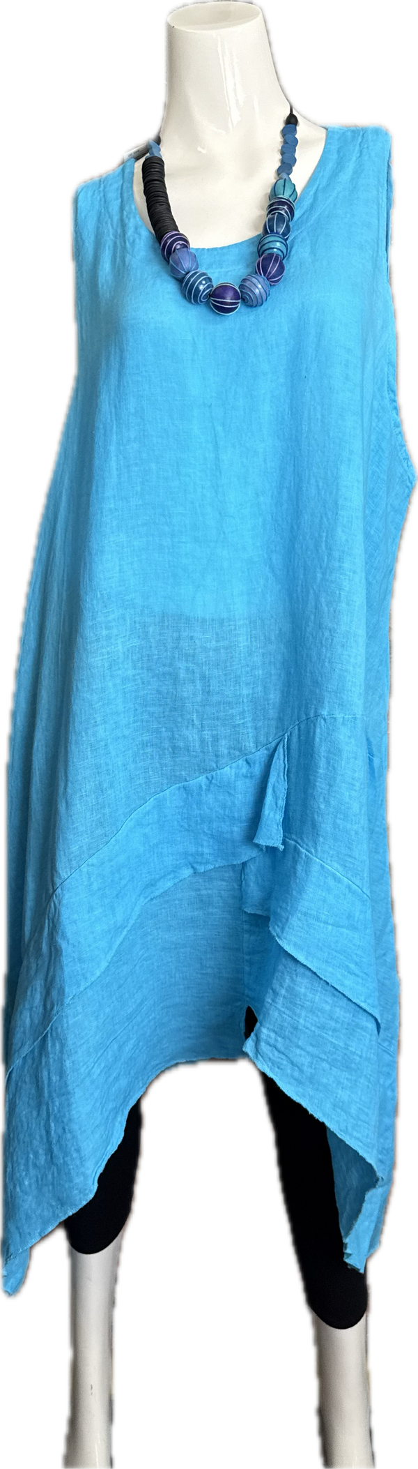 751 Artistry Layered Tank Dress-Turq Blue