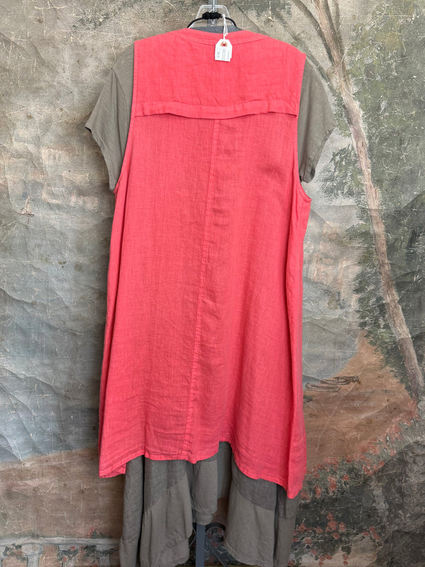 MP-HLT679 Long Open Vest-Grapefruit