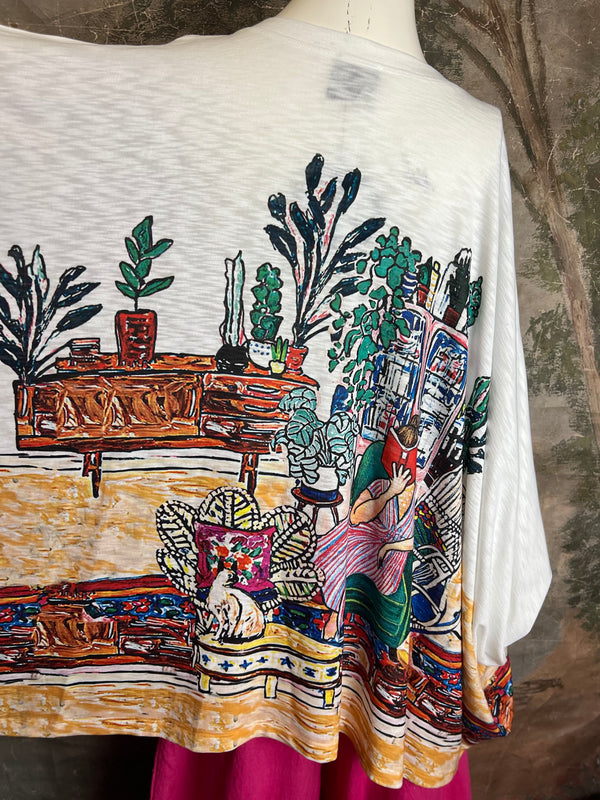 T1369K White Knit Whimsy Top-Book Lover