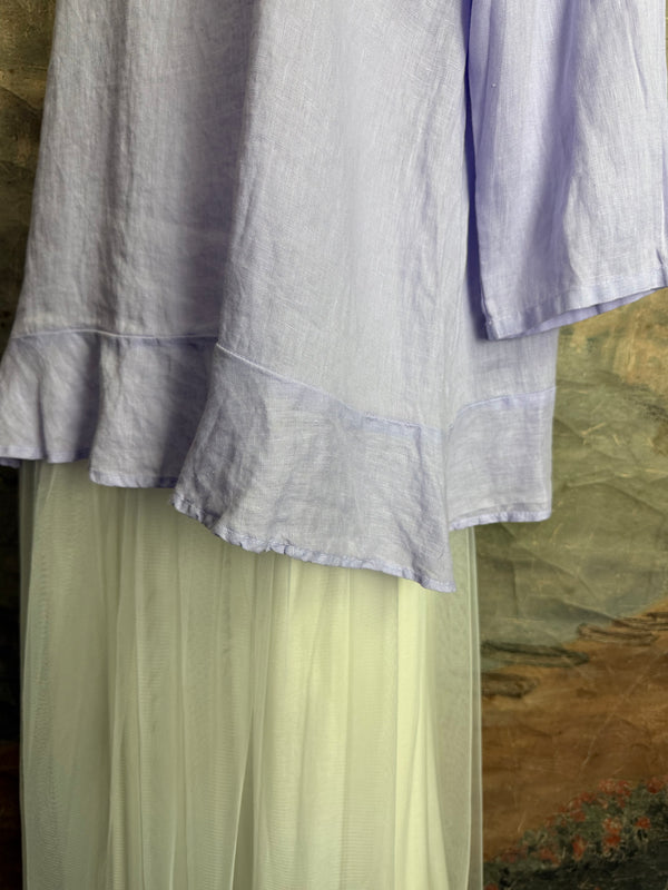 MP-HLT561 Ruffle Hem Top-Purple Heather