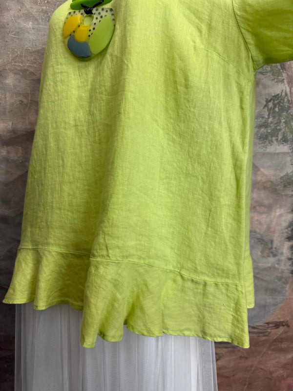 MP-HLT561 Ruffle Hem Top-Kiwi