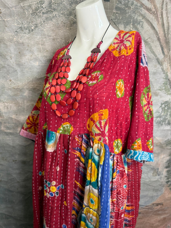 1027w Kantha Arts Tiered Dress-Mix 10