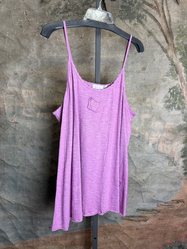 PL-RE110 Raw Lace Cami Tank-Lilac