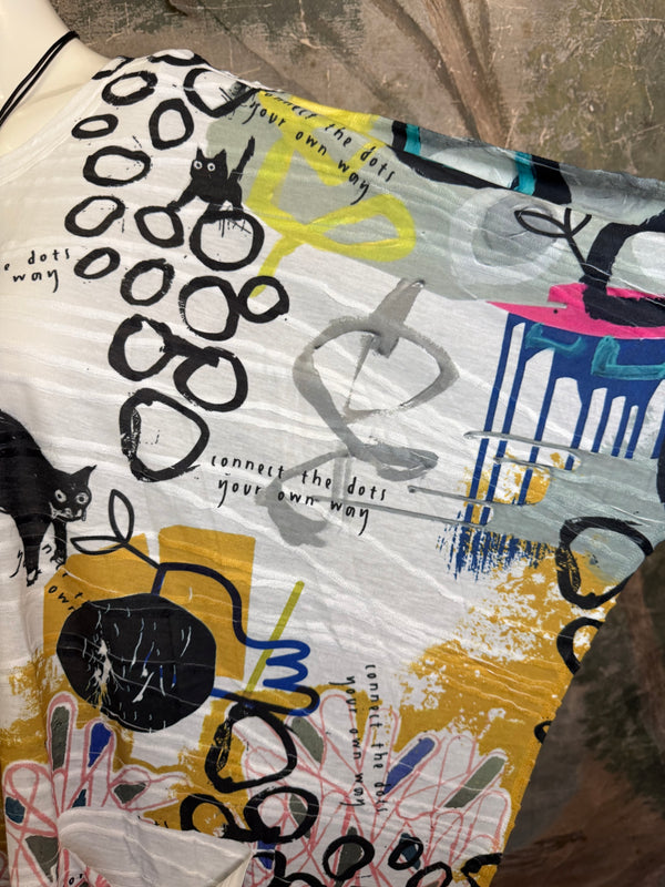 T1514 Long Slv Dolman Top/Tunic-Curious Kitty