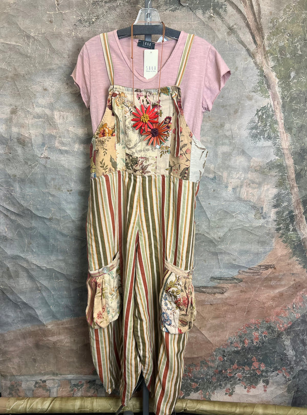 5561 OOAK Patch Linen Overalls-The Edith