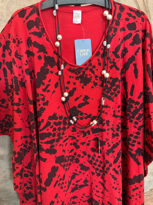 715CL-Burst Oversized Tunic Tee-RED