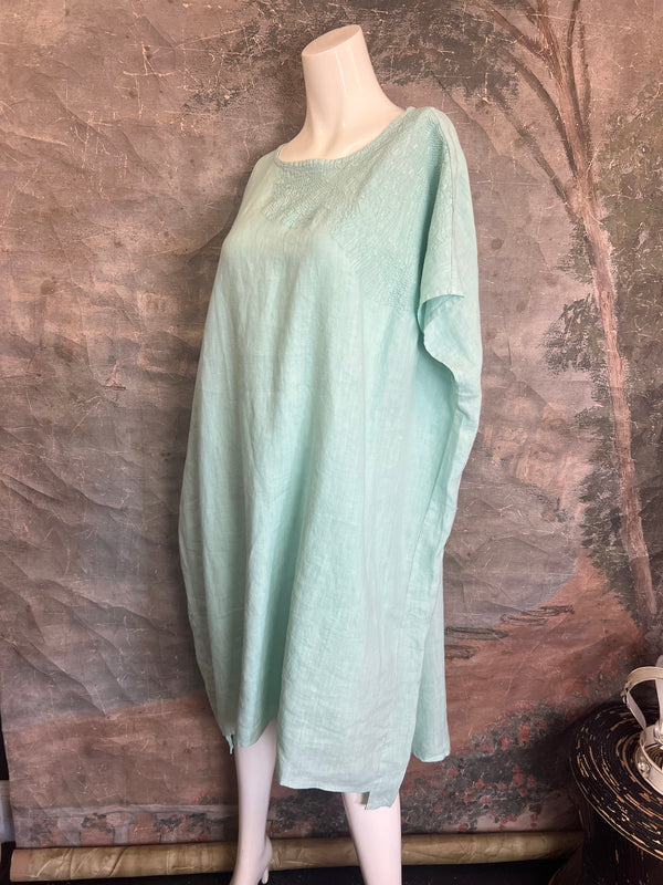 DDY670 Embroidered Boxy Dress-Jade