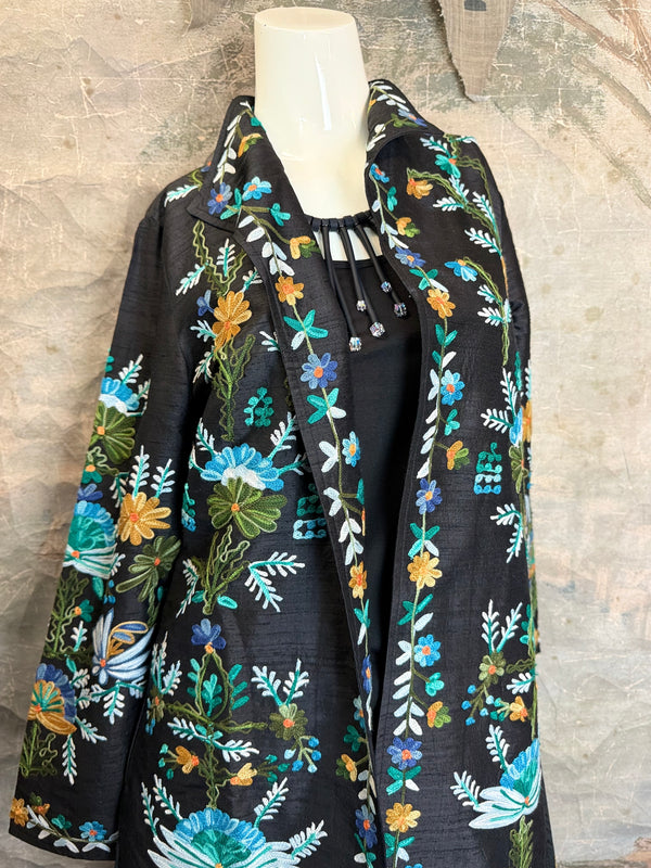 ANU 19969 Silk Embroidered Jacket-Lapis