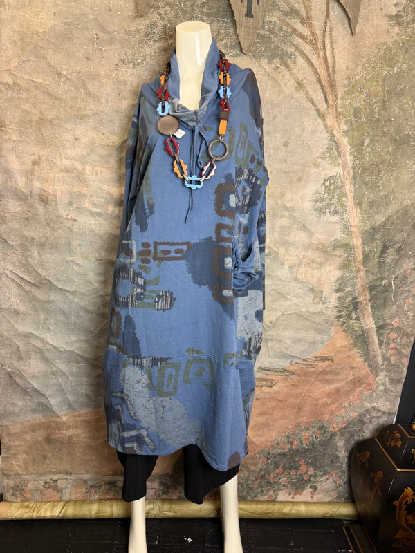 91968 Abstract Sweatshirt Dress-Blue