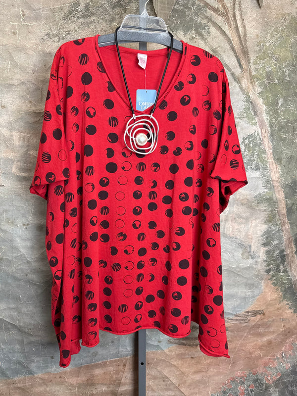 715CL-MOON Oversized Tunic Tee-Red