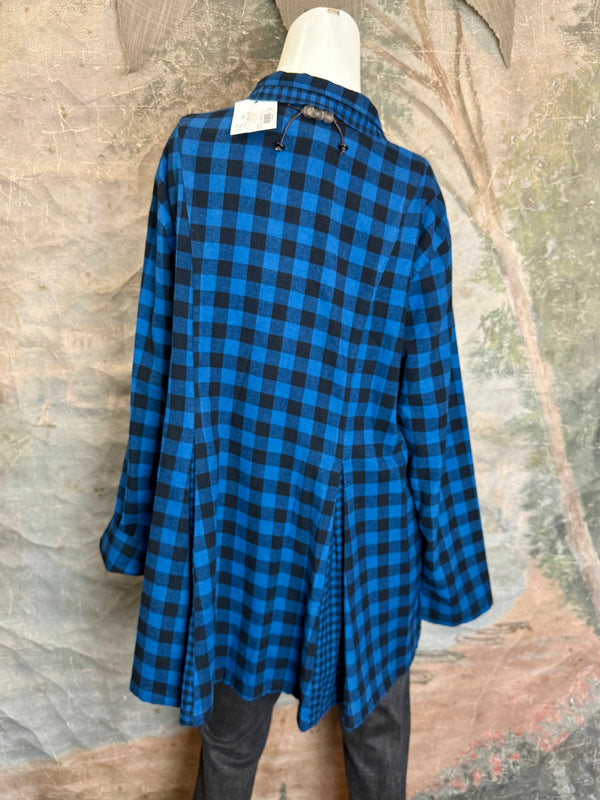 2500-2079 Plaid Placket Shirt-North Sea Blue