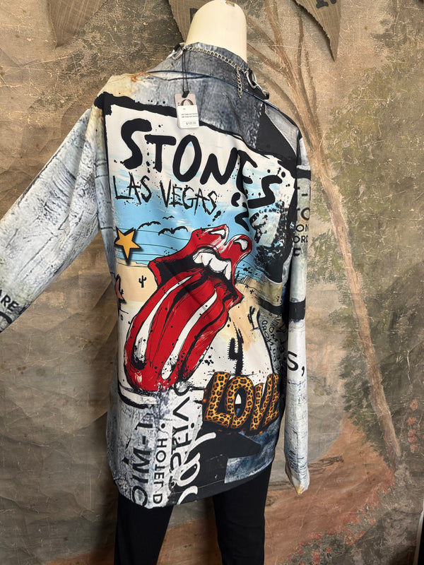 0A Leopard Mix Rock & Roll Graffiti Blazer