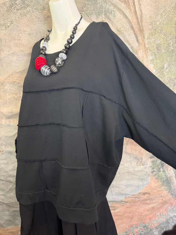 92052 Vintage Pullov Sweatshirt Top-Black