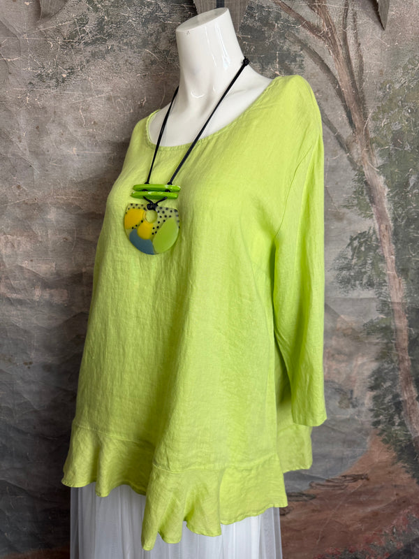 MP-HLT561 Ruffle Hem Top-Kiwi