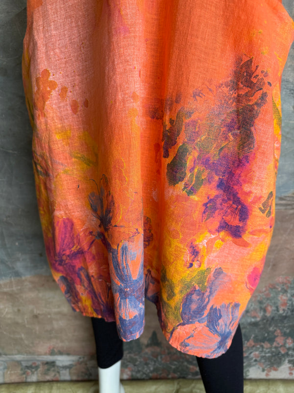 90847P Painted Presence Dress-Coral Orange