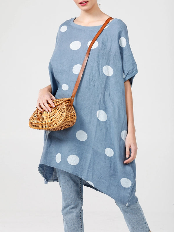 5202 Rosabella Polka Dot Top/Dress- Blue