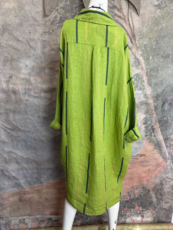 91750S Stripe Big Shirt-KIWI