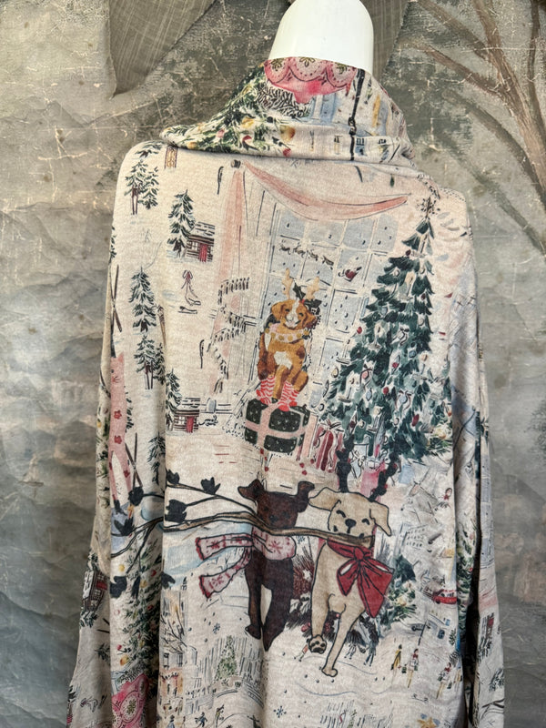 T1097 Cowlneck Dolman Slv Top-Holiday Joy