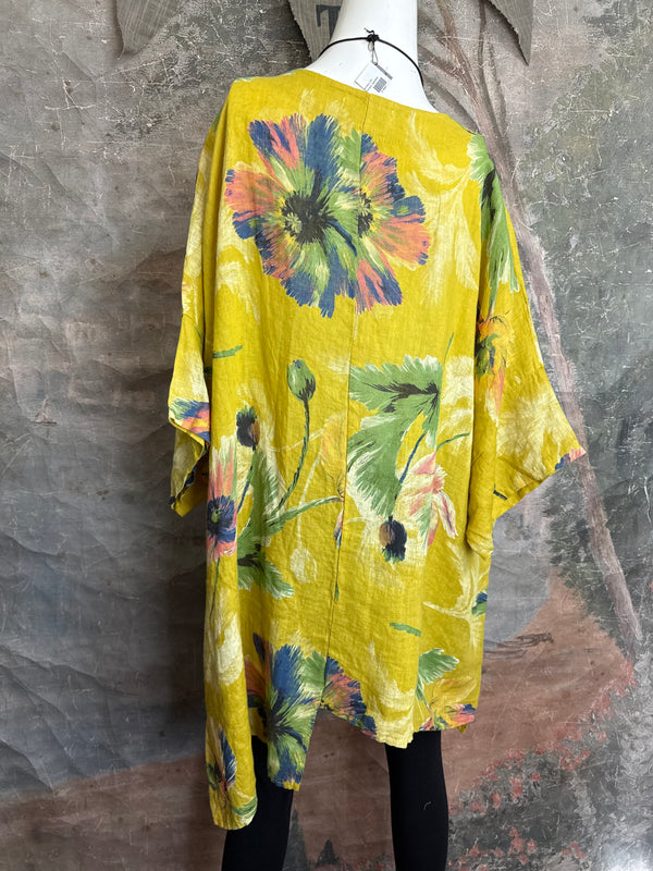 91225 Flower Garden Linen Top-Yellow